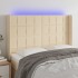 Cabecero con LED de tela color crema 147x16x118/128