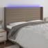 Cabecero con LED de tela gris taupe 183x16x118/128
