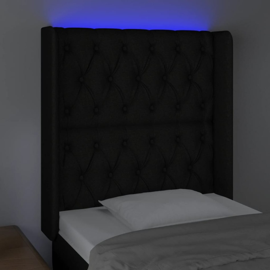 Cabecero con LED de tela negro 83x16x118/128