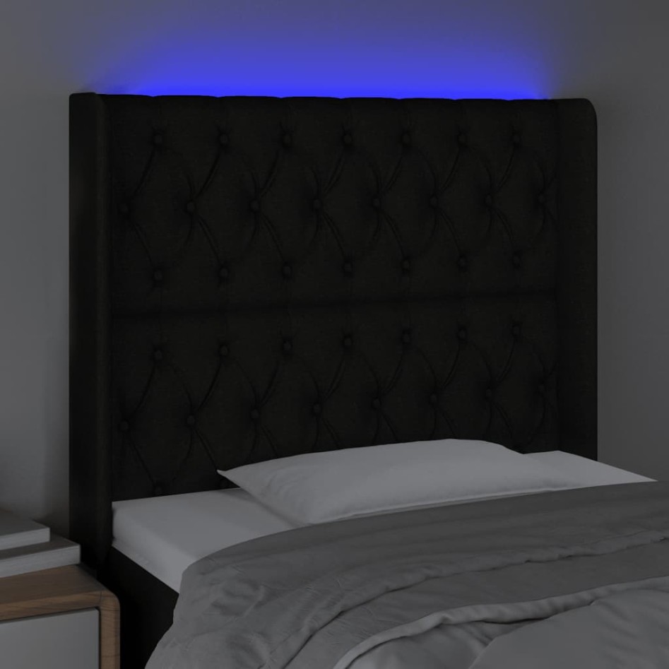 Cabecero con LED de tela negro 103x16x118/128