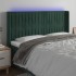 Cabecero con LED de terciopelo verde oscuro 203x16x118/128