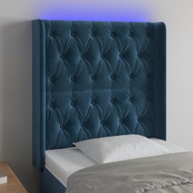 Cabecero con LED de terciopelo azul oscuro 83x16x118/128