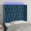 Cabecero con LED de terciopelo azul oscuro 93x16x118/128 cm