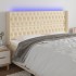 Cabecero con LED de tela color crema 203x16x118/128