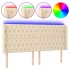 Cabecero con LED de tela color crema 203x16x118/128