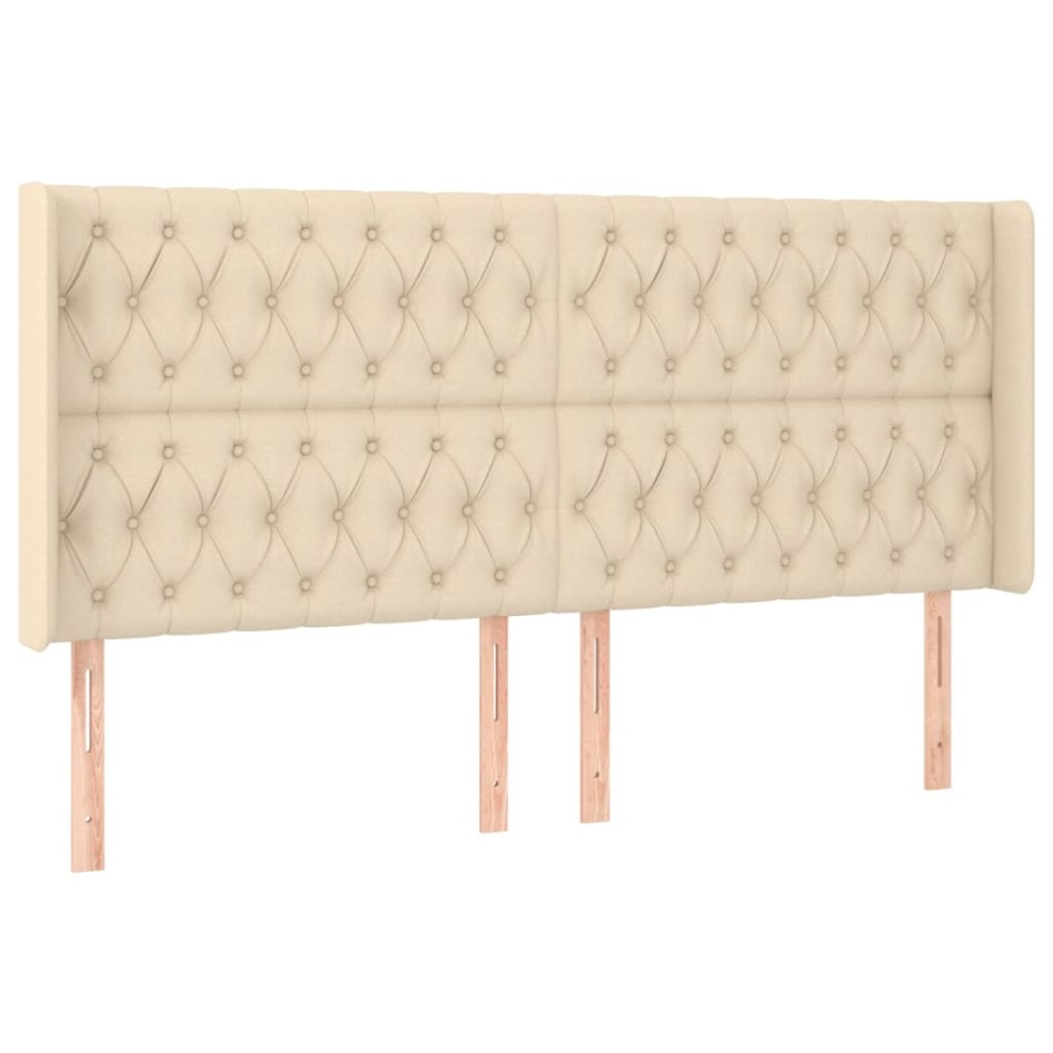 Cabecero con LED de tela color crema 203x16x118/128