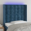 Cabecero con LED de terciopelo azul oscuro 103x16x118/128 cm