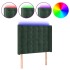 Cabecero con LED de terciopelo verde oscuro 93x16x118/128