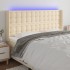 Cabecero con LED de tela color crema 163x16x118/128