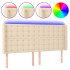 Cabecero con LED de tela color crema 163x16x118/128