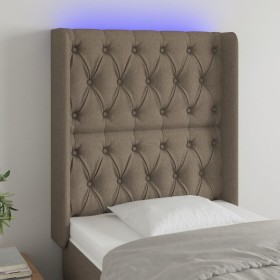 Cabecero con LED de tela gris taupe 83x16x118/128