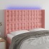 Cabecero con LED de terciopelo rosa 147x16x118/128