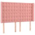 Cabecero con LED de terciopelo rosa 147x16x118/128