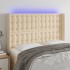 Cabecero con LED de tela color crema 147x16x118/128