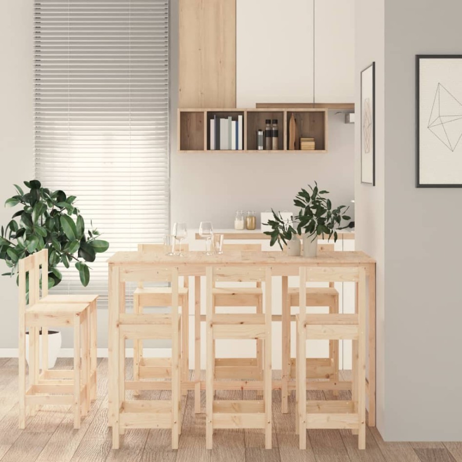 Set de bar 9 piezas madera maciza de