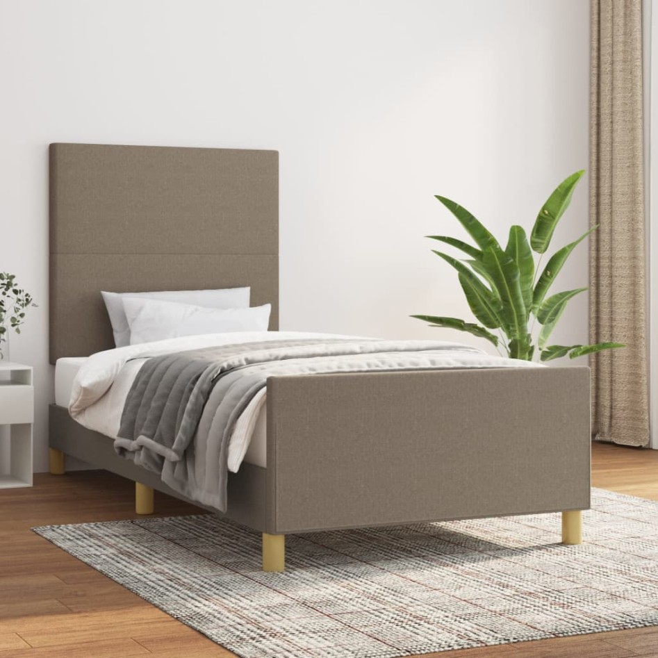 Estructura de cama sin colchón tela gris taupe 80x200