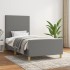 Estructura de cama sin colchón tela gris oscuro 90x200