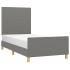 Estructura de cama sin colchón tela gris oscuro 90x200