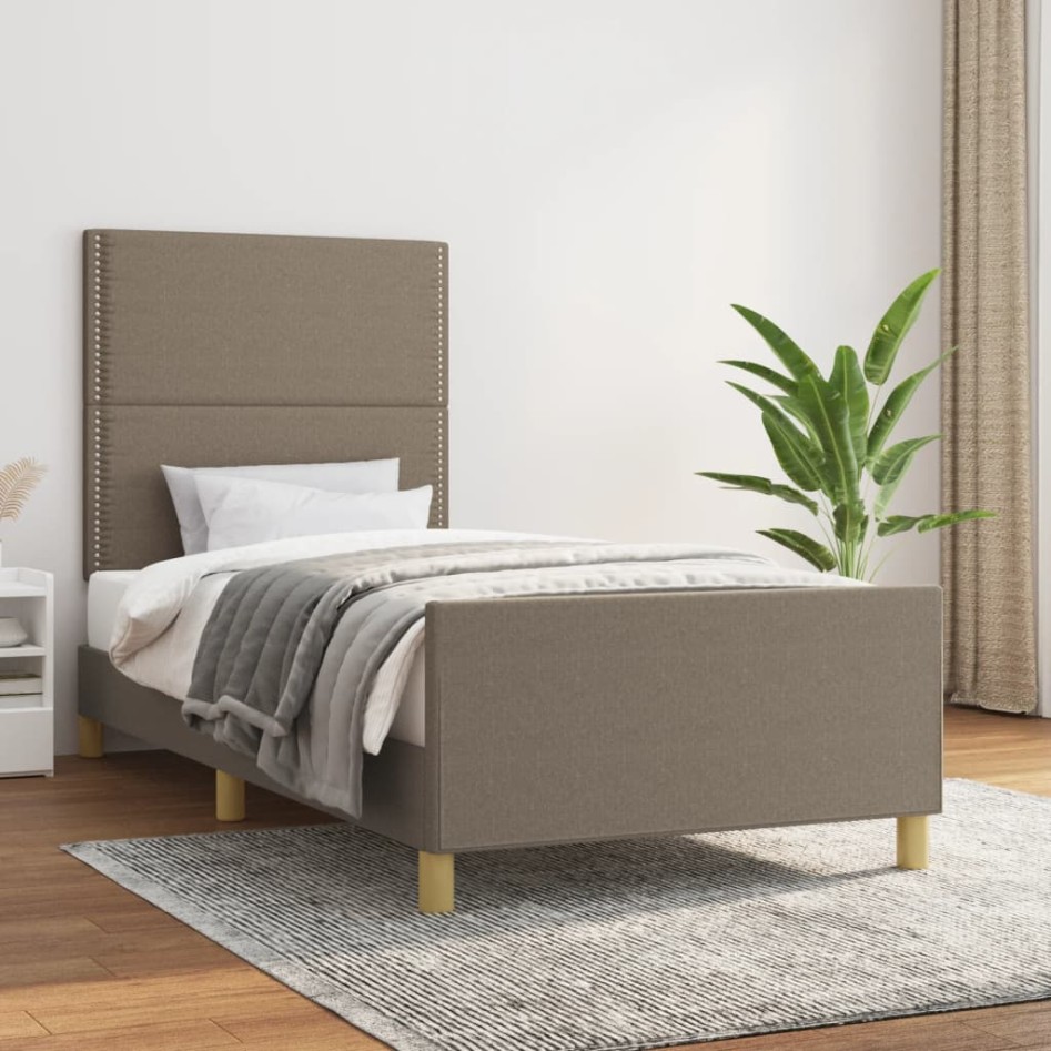 Estructura de cama sin colchón tela gris taupe 90x190