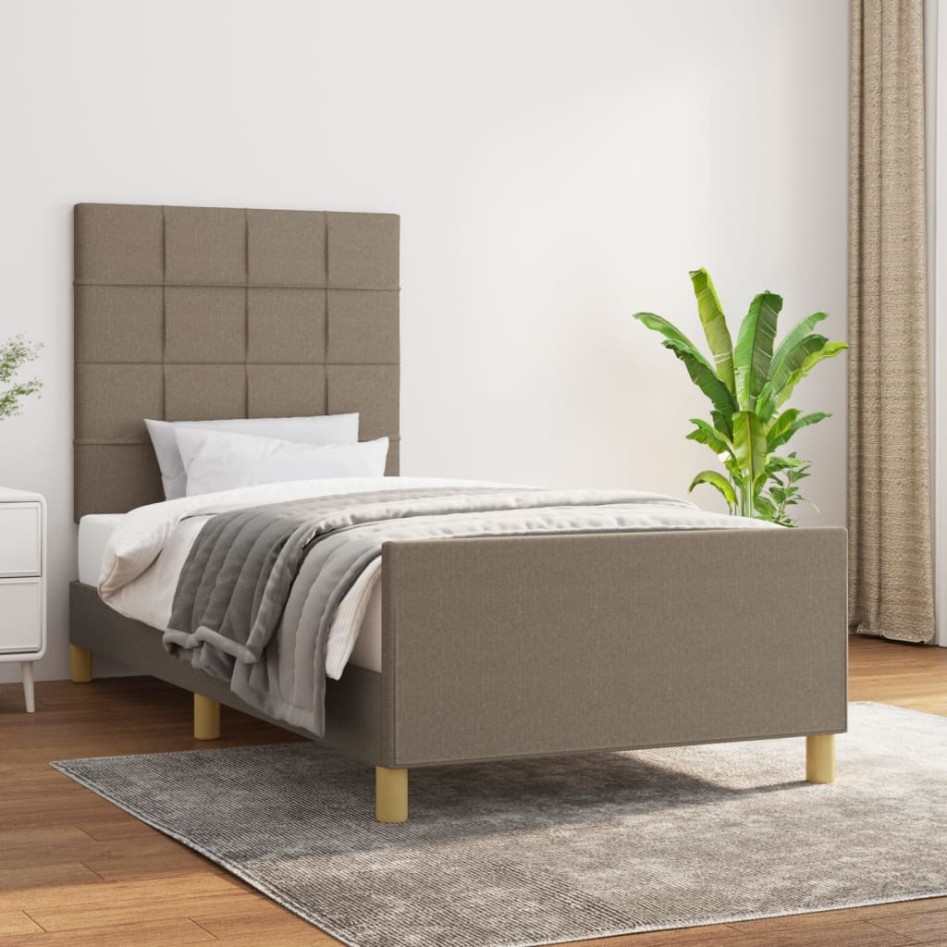 Estructura de cama sin colchón tela taupe 90x200