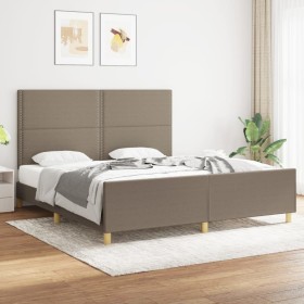 Cama sin colchón tela gris taupe 180x200