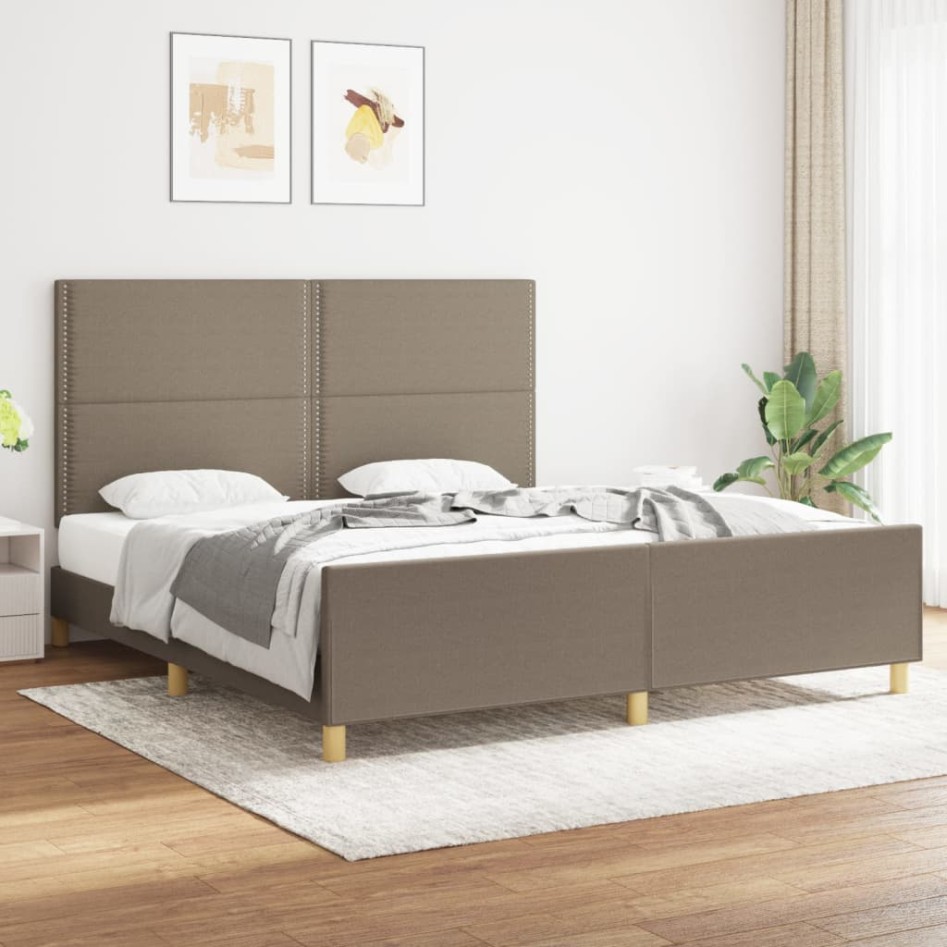 Cama sin colchón tela gris taupe 180x200