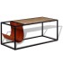 Mesa de centro con revistero de cuero 110x50x45