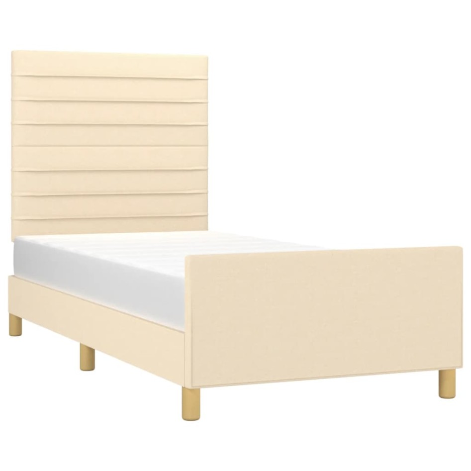 Estructura de cama sin colchón tela crema 80x200
