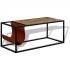 Mesa de centro con revistero de cuero 110x50x45