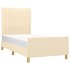 Estructura de cama sin colchón tela crema 90x200