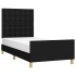 Estructura de cama con cabecero de tela negro 90x200