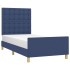 Estructura de cama con cabecero de tela azul 90x190