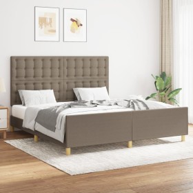 Cama sin colchón tela gris taupe 160x200