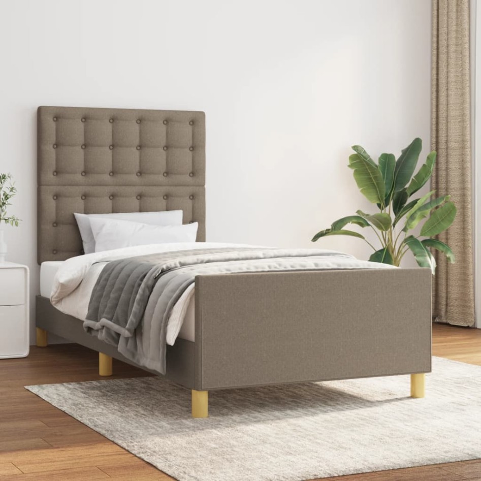 Estructura de cama sin colchón tela taupe 90x200
