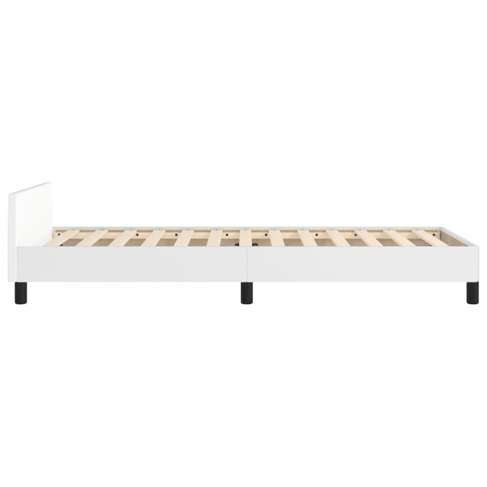 Estructura de cama sin colchón cuero sintético blanco 90x190