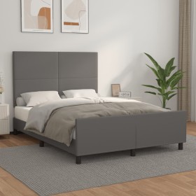 Estructura de cama sin colchón cuero sintético gris 140x200
