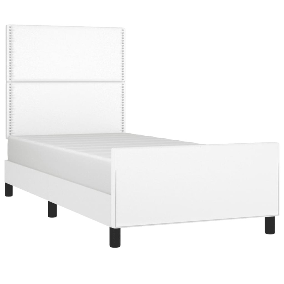 Estructura de cama sin colchón cuero sintético blanco 90x190