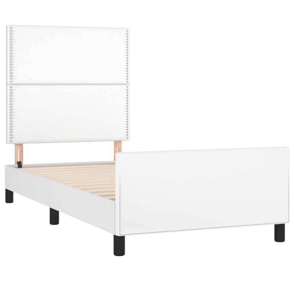 Estructura de cama sin colchón cuero sintético blanco 90x190