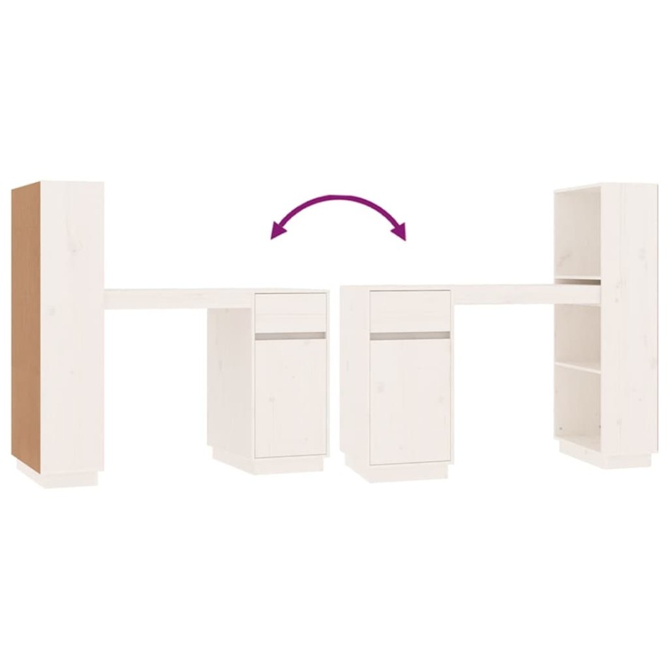 Escritorio de madera maciza de pino blanco 110x53x117