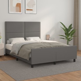 Estructura de cama sin colchón cuero sintético gris 140x190
