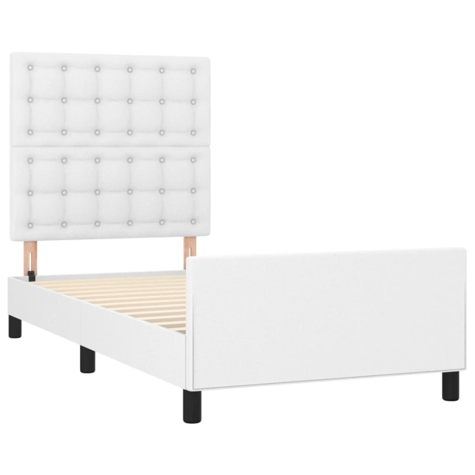 Estructura de cama sin colchón cuero sintético blanco 80x200