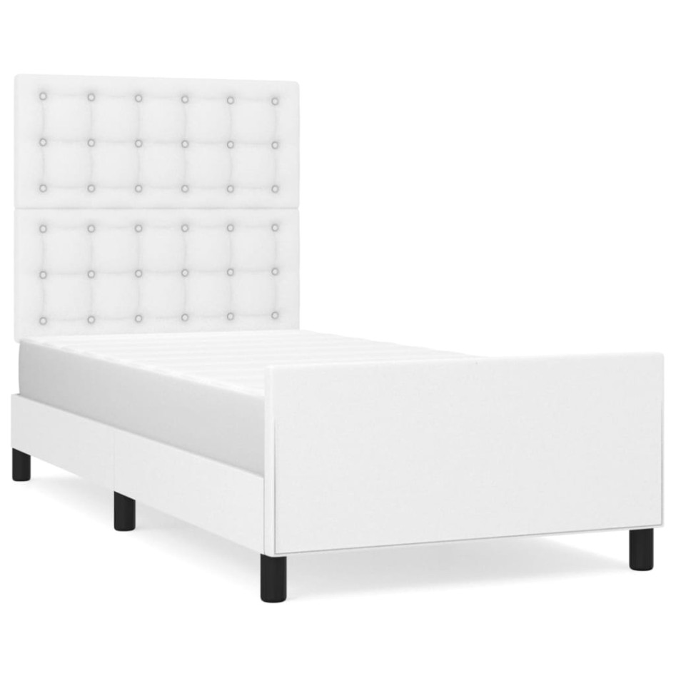 Estructura de cama sin colchón cuero sintético blanco 90x200