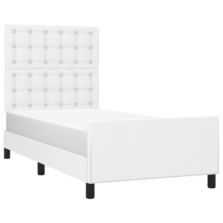 Estructura de cama sin colchón cuero sintético blanco 90x200