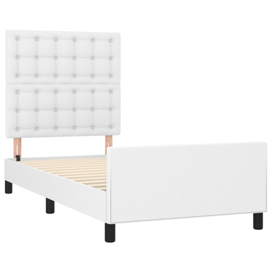 Estructura de cama sin colchón cuero sintético blanco 90x200