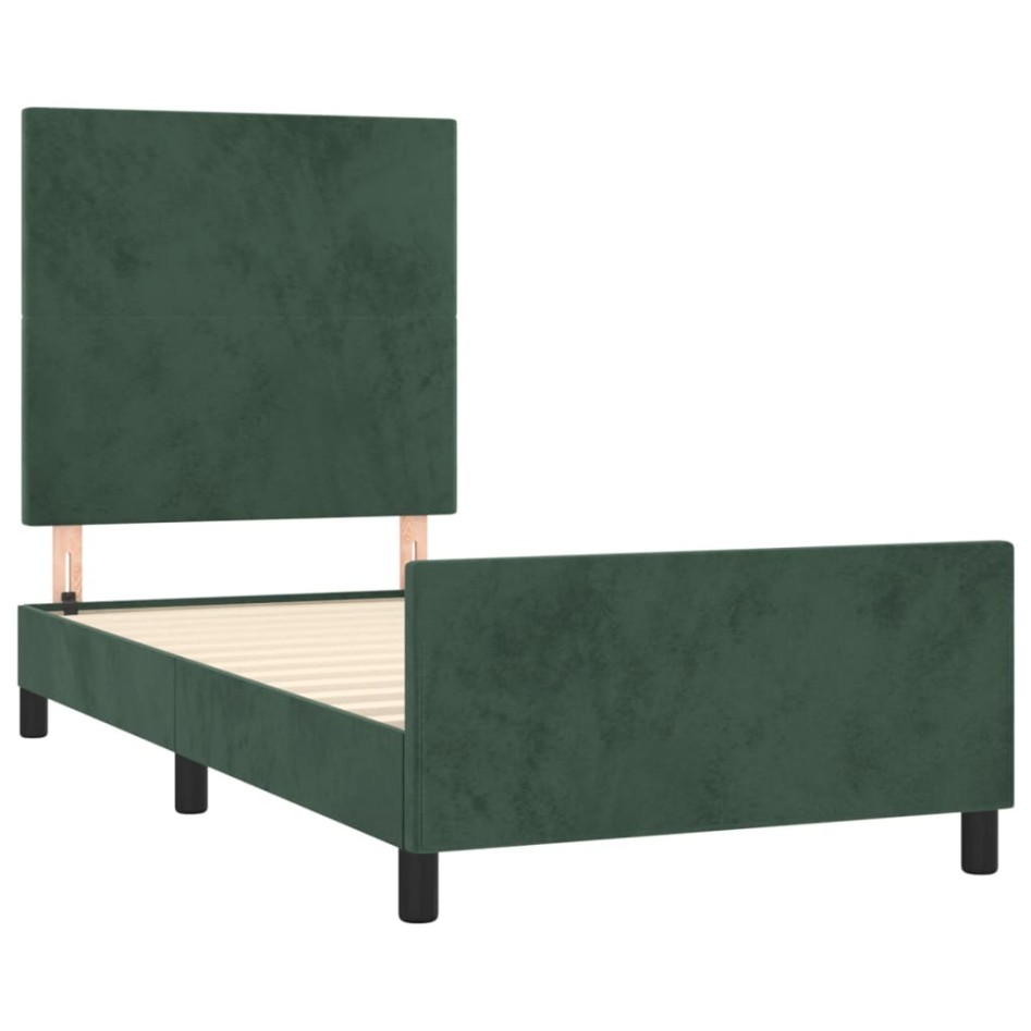 Estructura de cama sin colchón terciopelo verde oscuro