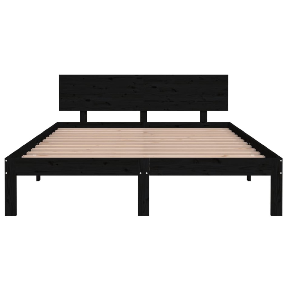 Estructura de cama madera maciza de pino negro 140x200