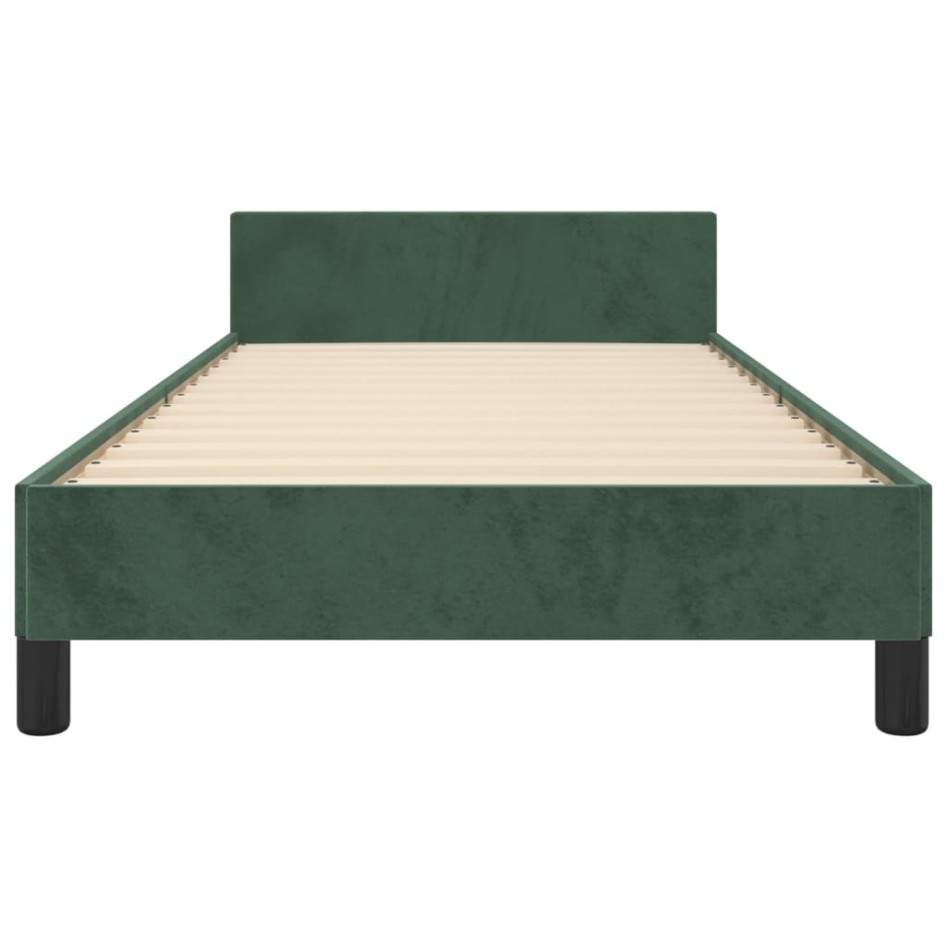 Estructura de cama sin colchón terciopelo verde oscuro