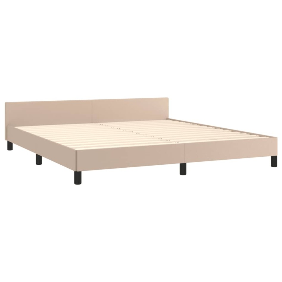 Estructura de cama cabecero cuero sintético capuchino