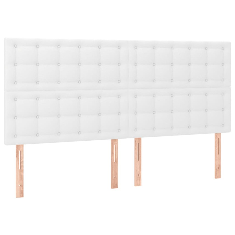 Estructura de cama cabecero cuero sintético blanco 180x200