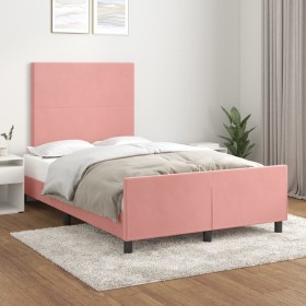 Estructura de cama sin colchón terciopelo rosa 120x200